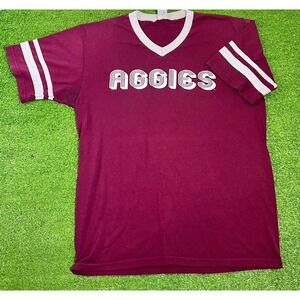 Vintage Texas A&M Shirt Womens‎ Sz LG 70s Aggie Football V Neck EUC